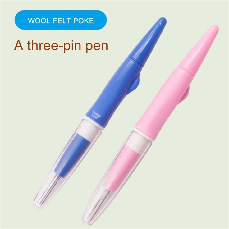 Felting Needle Handle with 3 Felting Needle Embroidery Punching Pen Three Needle Felting Handle for Wool Felted Toy