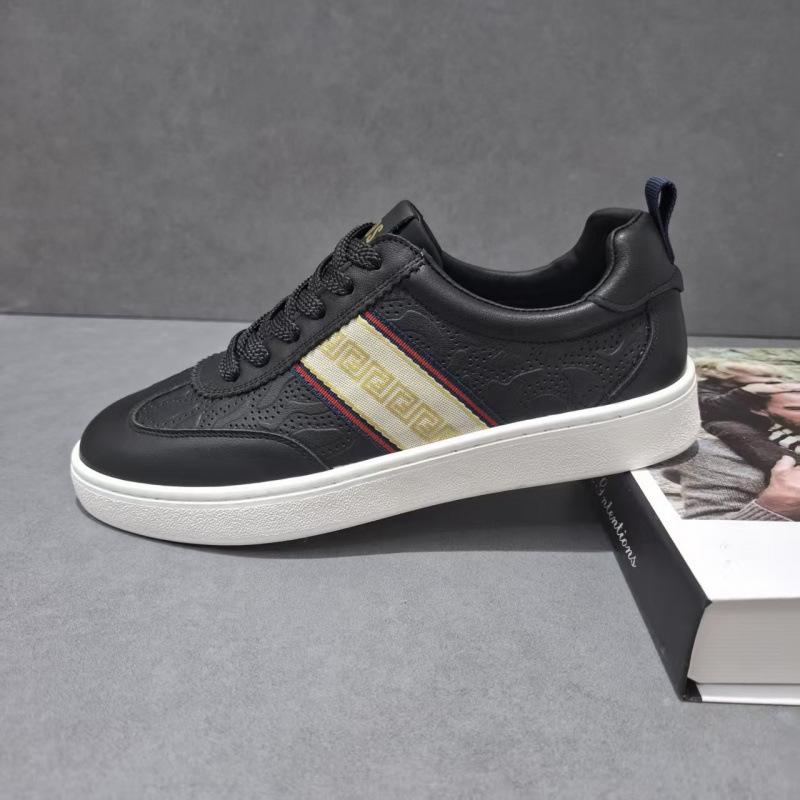 Cross-Border New Leather Printed Breathable Sports And Leisure Shoes Personalized Versatile Soft-Soled Forrest Gump Shoes Men'S Little White Shoes