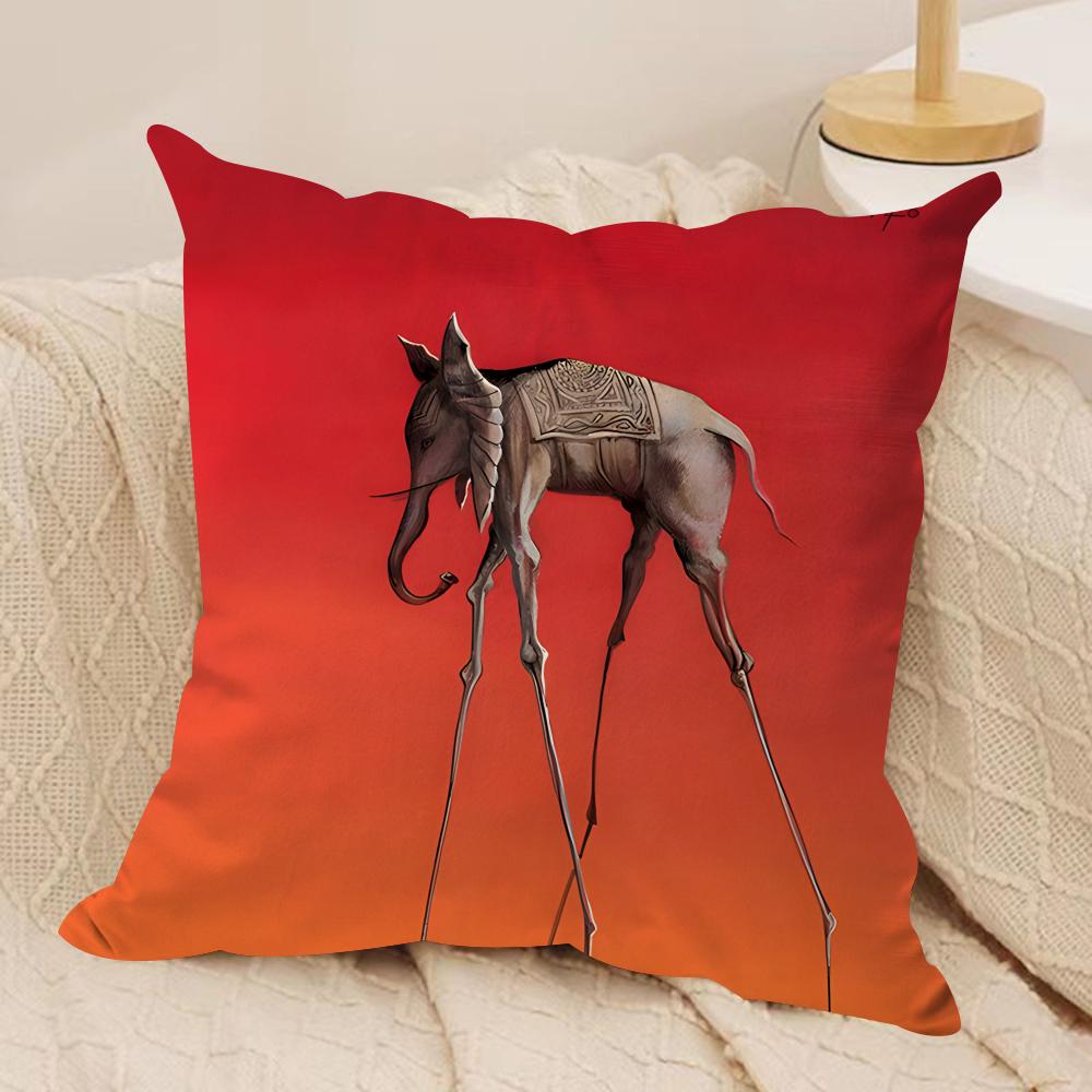 SSalvador Dali Abstract Cushion Cover Silky Short Plush Invisible Zipper Dustproof Sofa Pillow Case For Home Decor