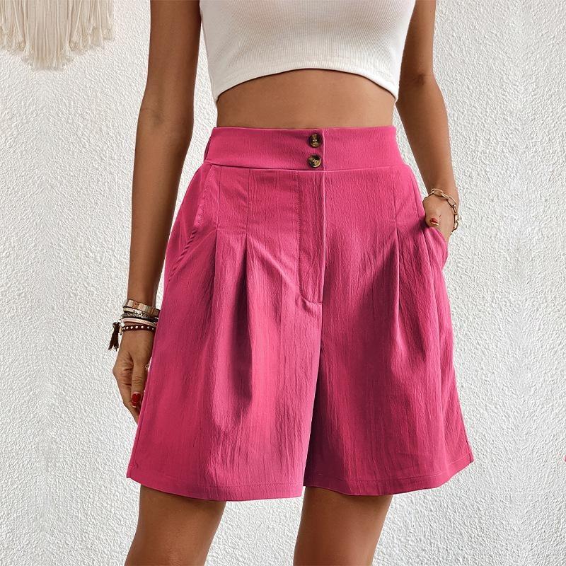 

2026 Summer Women s High-Waisted Elegance: European & American Commuter Wide-Leg Shorts XL фуксія