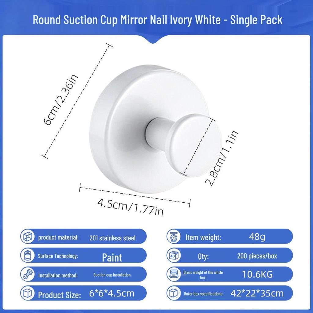 Stainless Steel No-Drill Suction Cup Hook for Kitchen & Bathroom