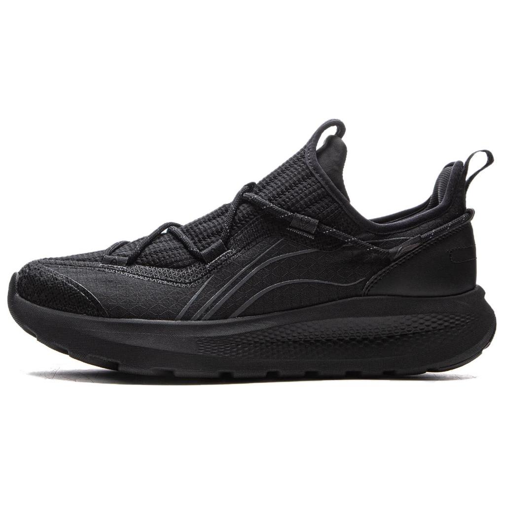 Li Ning Cloud Easing Soft Rebound Breathable Thick Sole Increased Height Non-Slip Wear-Resistant Low-Top Casual Shoes Men Sneaker Black AGLV133-2