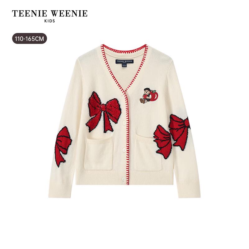 Teenie Weenie Kids Girl's Bow Jacquard Cardigan Sweater