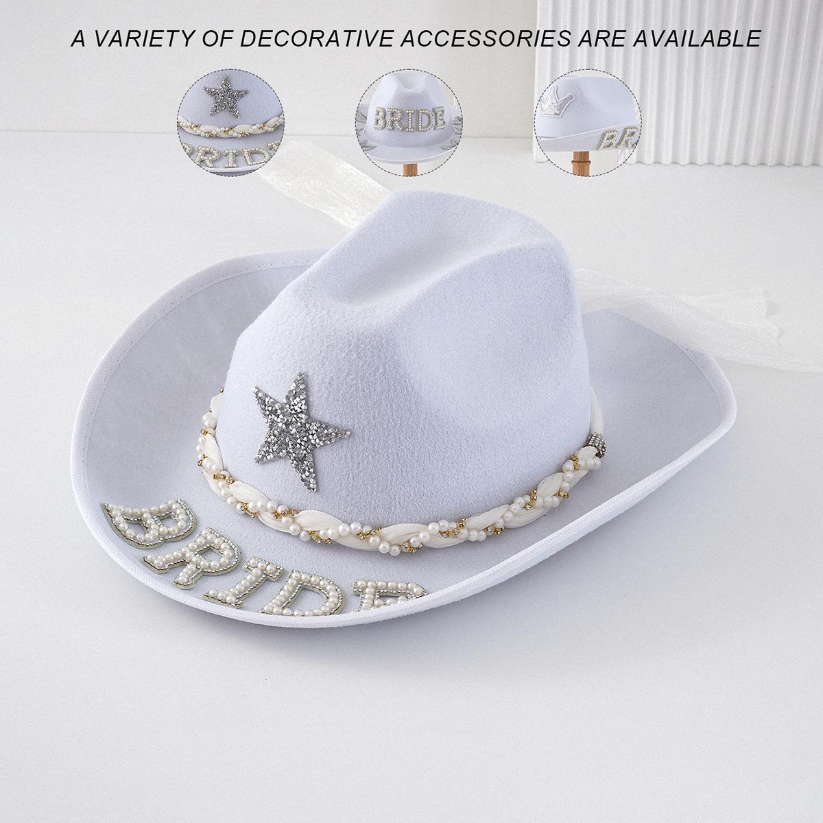 

Sparkly Women s Denim Hat with Pearl Rhinestones, Stars, and Letters – Perfect for Weddings and Celebrations M (56-58cm)