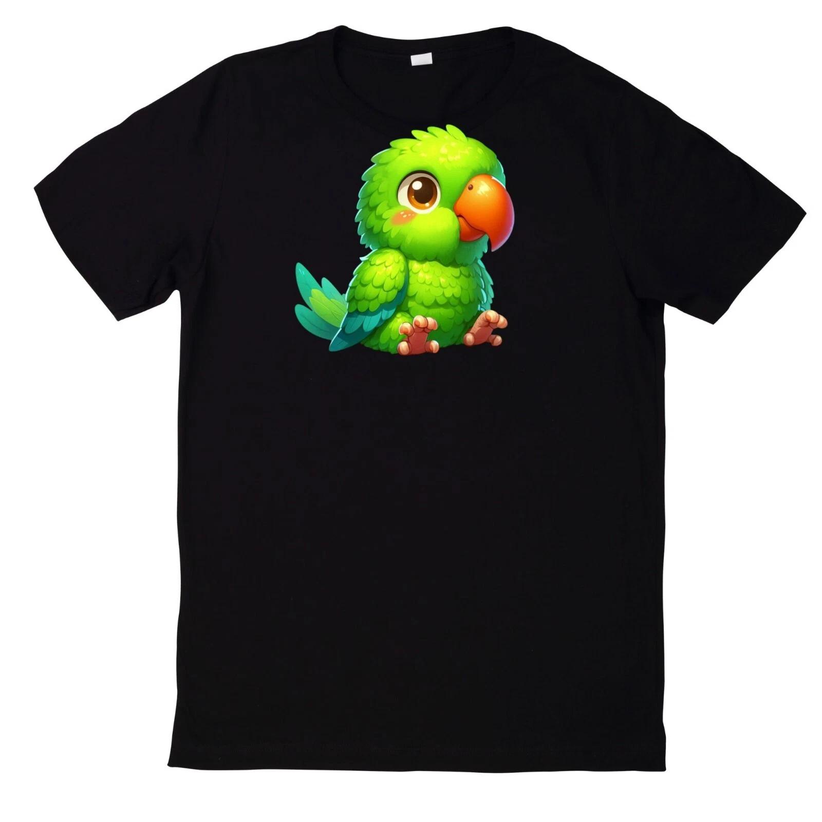 T-Shirt Niedlicher und lustiger grüner Papagei Motiv Baumwolle XXXXL