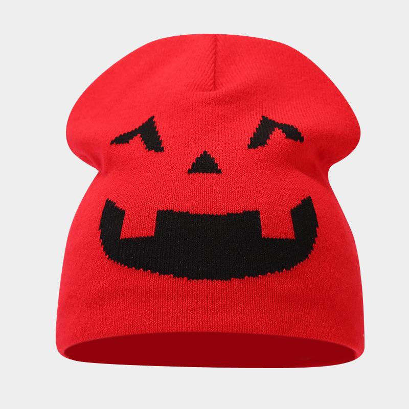 Autumn and Winter New Halloween Pumpkin Skull Jacquard Knitted Hat Festive Personality Funny Warm Wool Hat