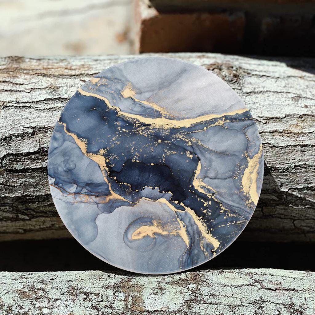 HAOCOO Stylish Ceramic Coasters with Marble Pattern and Cork Backing, Round, Set of 4, for Mugs and Tea, Insulating, Better Than Diatomaceous Earth,