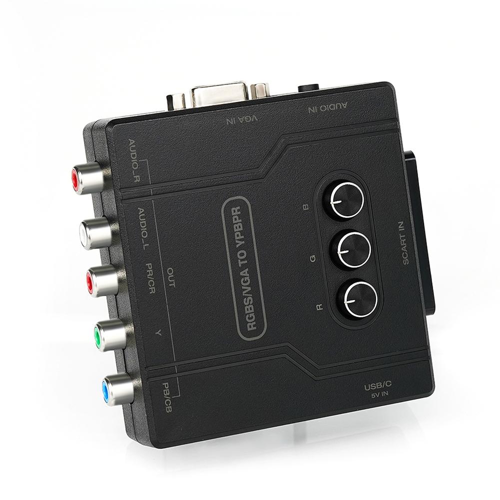 RGBS VGA SCART NA YPBPR Převodník Video Adaptér RGBS VGA SCART NA YPBPR Transkodér Převodník Barva Jas Nastavitelný