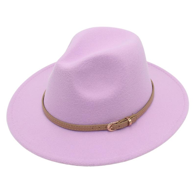 Fedora Spring And Summer Small Belt Felt Hat Percussion Performance Jazz Hat Woolen Top Hat Big Eaves Hat