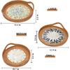 Set of 3 Round Rattan Tray Set with Mother of Pearl Inlay, Wicker Tray, Storage and Display of Coffee Bread Food Fruit, Table Decor, Home Decor