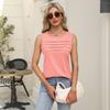 Women's New Spring/summer Solid Colour U-neck Pleated Vest T-shirt