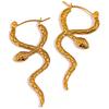 Yhpup Stylish Unique Stainless Steel Snake Unusual Hoop Earrings Statement Pvd Gold Color Texture Waterproof Charm Jewelry Women