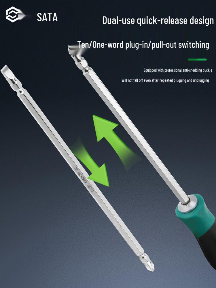 SATA 2-in-1 Double-Ended Screwdriver: High Hardness Phillips & Flathead Repair Tool