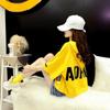 Summer Letter Printing Hoodies Women Round Neck Short Sleeve Drawstring Short Pullovers Ladies Korean Style Casual Top