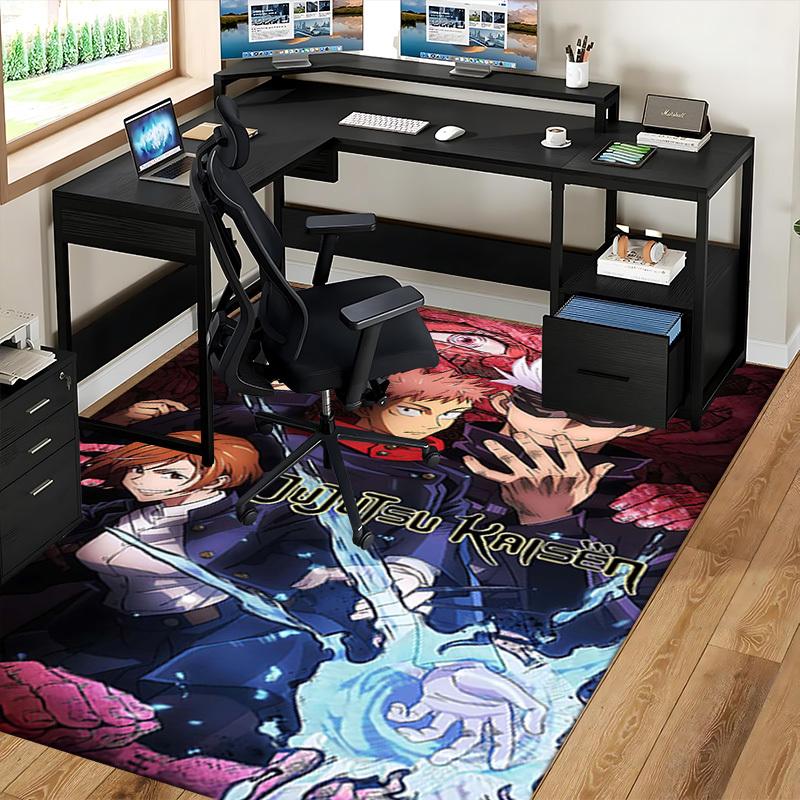 1pc Jujutsu Kaisen Anime Chair Mat - Office Desk Carpet with Satoru Gojo Design, Non-Slip Rug for Home Decor, Suitable for All Seasons, Perfect Gift I