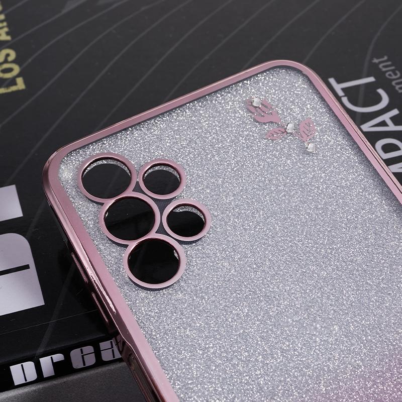 KADEM TPU Rückseite für Samsung Galaxy A13 4G Farbverlauf Glitzer Blumenmuster Strass Handyhülle