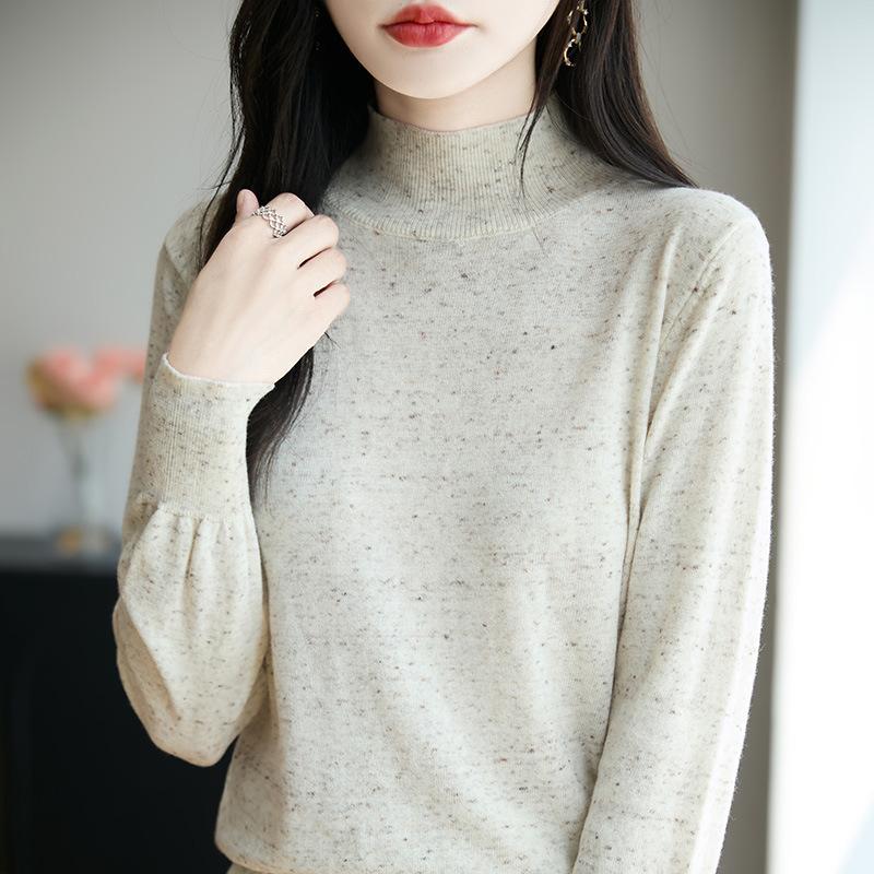 Soft and Soft Base Knitted Sweater for Autumn and Winter New Semi-high Neck Loose Inner Layer Sweater for Women