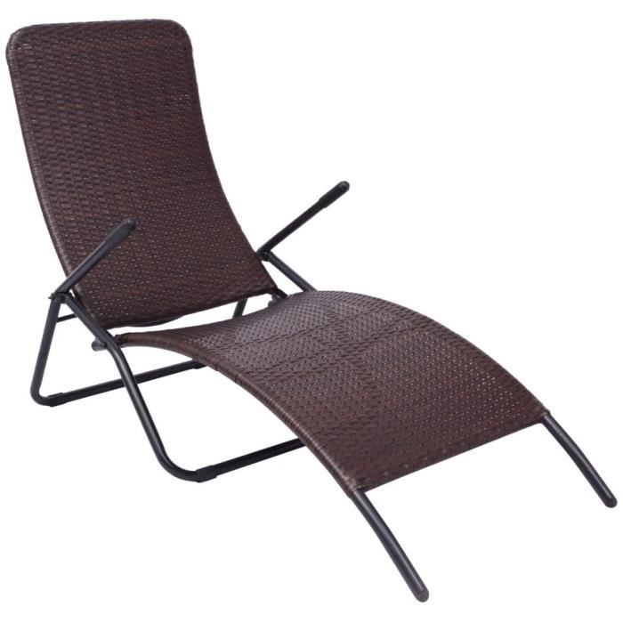 VidaXL Chaise longue pliable résine tressée marron 42945