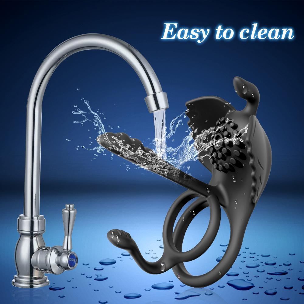 4 in1 Penis Cock Ring Vibrator for Men Penis Sleeve Orgasm Adult Sex Toy Delay Ejaculation G Spot Clitoris Stimulator for Couple