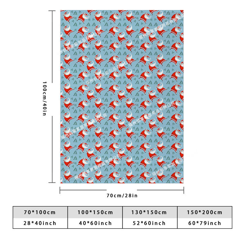 1PC Santa Print Fleece Blanket - Flannel Throw for Sofa Bed with Reversible Holiday Design