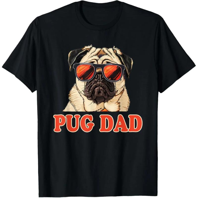 Retro Pug UFO Fun Pattern T-shirt, Humorous Street Style Short Sleeve Women Clothing Fashion Graphic T Shirts Summer Streetwear