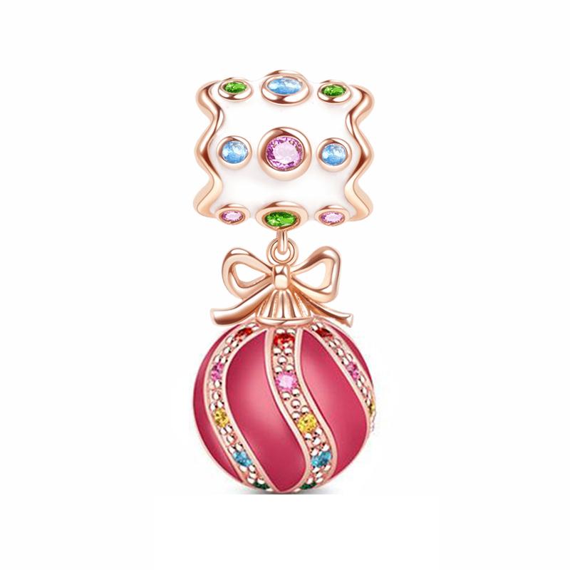 925 Silver-Plated Charms Jewelry Gift Sparkling Pink Air Balloon&Cherry Blossom Dangle Bead Fit Original Silver Bracelet