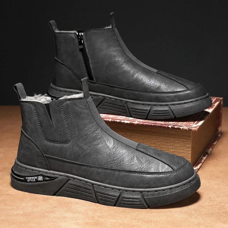 New in Men's Snow Boots Platform Warm Cold Proof Male Winter Shoes Brands Offer Anti Slip Fur Footwear High Quality Sale Luxury