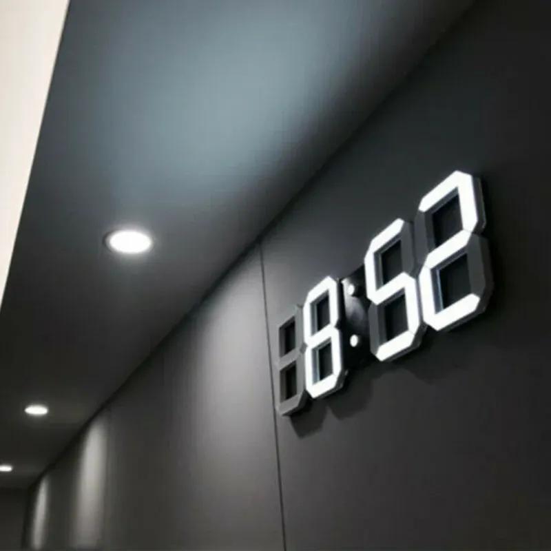 3D LED Wall Clock Large Digital Wall Clock With Remote Control Alarm Clock Time/Date/Temp Display Wall&Table Clock Modern Design