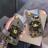 Black Gold Peony Flower For Samsung A 31 32 A33 A34 35 14 A15 13 16 25 26 50 52 53 54 55 56 70 71 72 73 Golden glass phone case