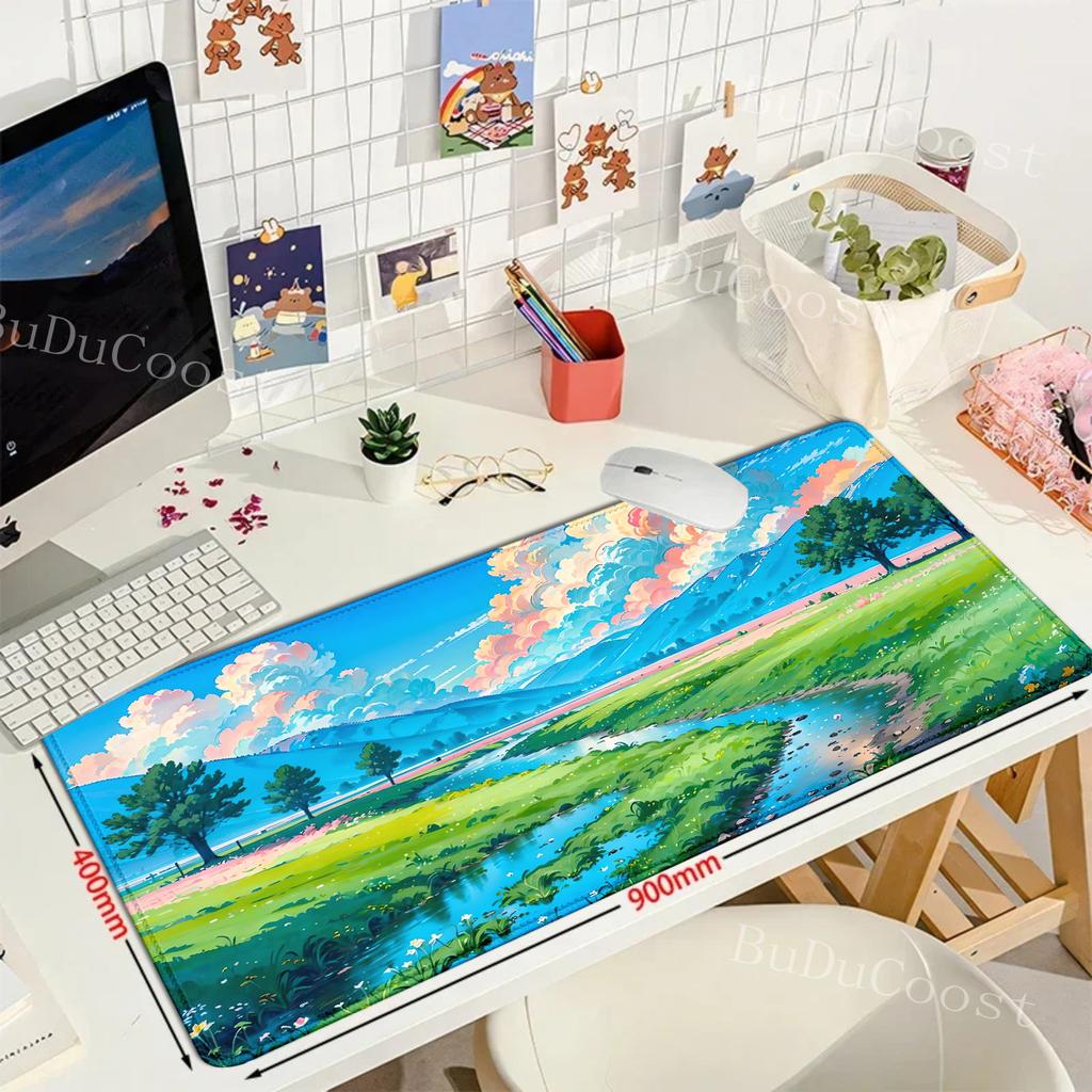 mouse pad Larger mousepad Flower scenery starry sky Gaming Keyboard Computer Desk Mat Accessories Game Mause Ped Office Carpet