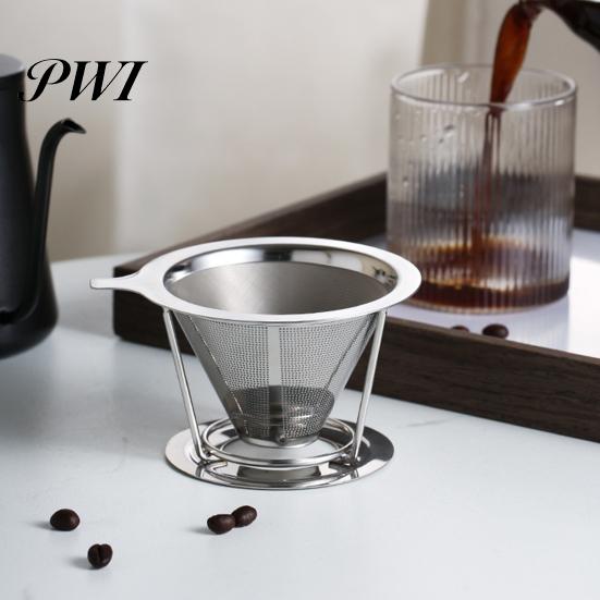 Drip Coffee Filter 304 Stainless Steel Double Layer Fine Mesh Paperless Reusable Food Grade Pour Over Dripper Cone Strainer Funnel Maker Accessories