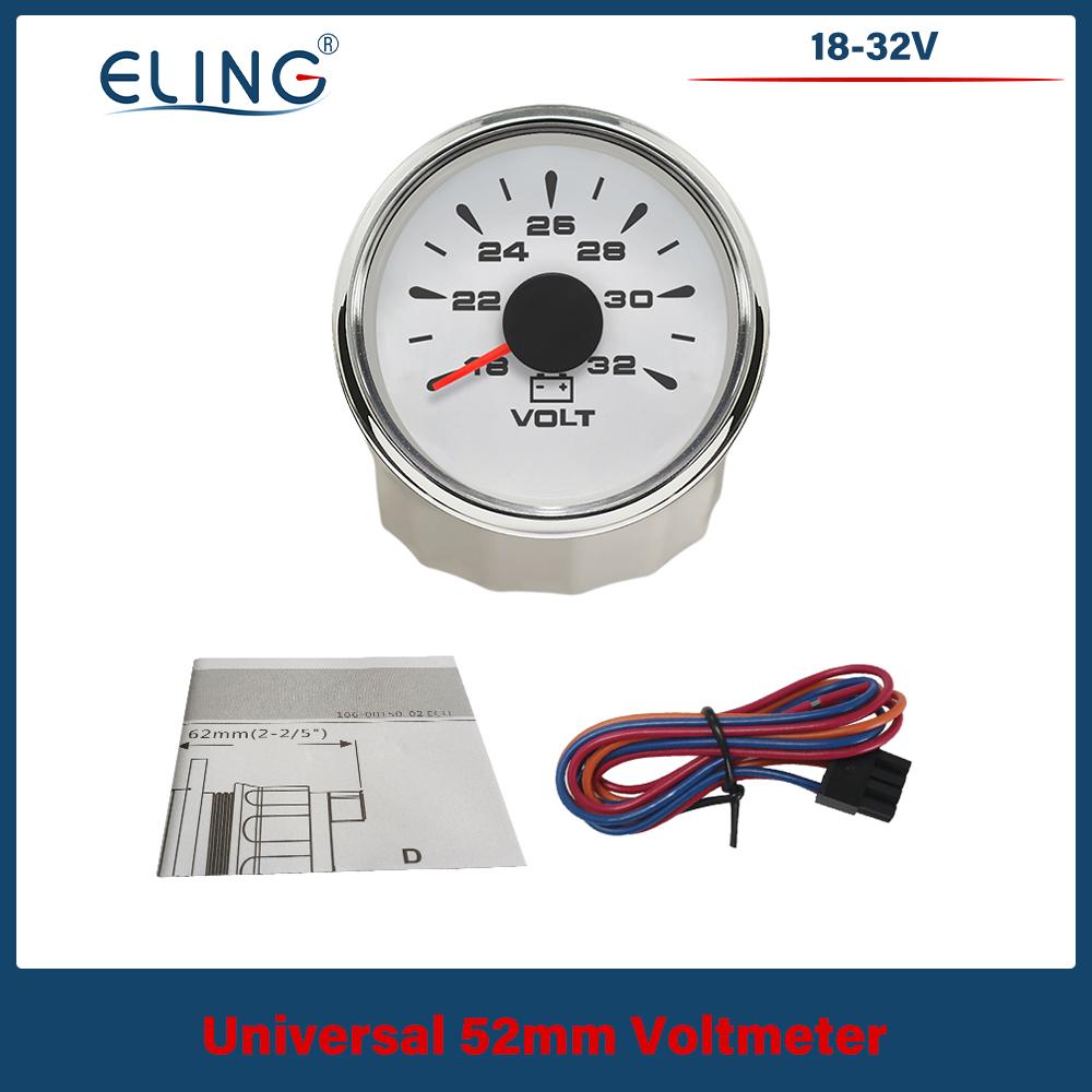ELING Voltmeter 52mm Volt Gauge Universal Waterproof Meter 12V 24V with 8 Colors Backlights for Boat Automobile Motor Yacht