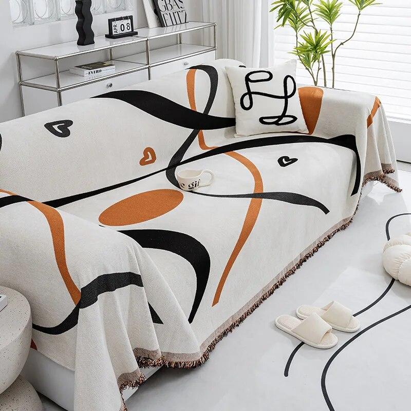 Ins Throw Blanket Simple Couch Bed Sofa Cover Large Cotton Tassel Knitted Blanket Solid Color Nordic Decorative Bedroom Handmade