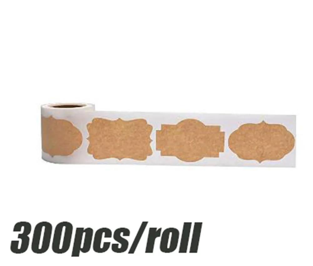 300 klistremerker/ruller/30x50 mm kraftpapir blanke dekorative klistremerker Gjør-det-selv bake-emballasjeetiketter