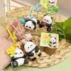 Charming Panda Fluffy Keychain Fun Zoo Character Keyring Colorful Resin Material Design