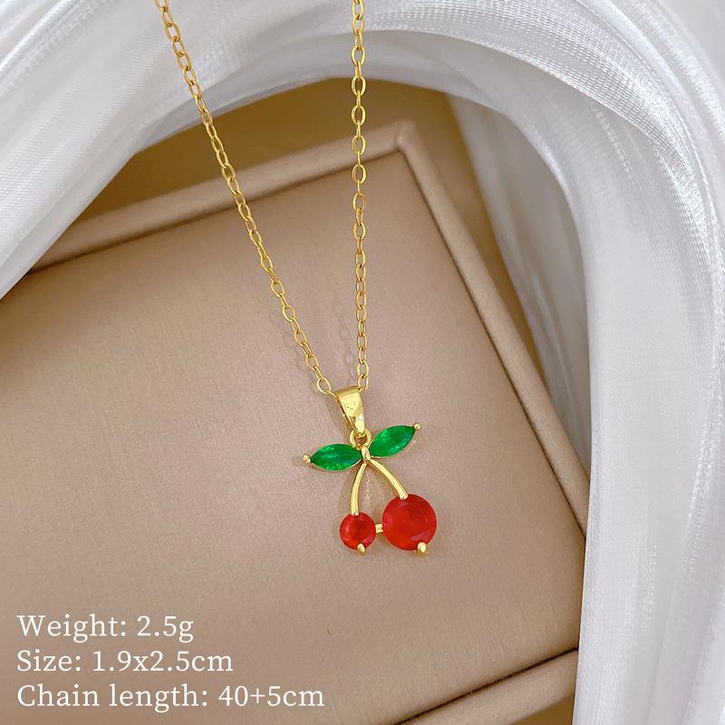 Multi-Element Style Copper Micro-Inlaid Necklace Combination Female Real Gold Electroplated Exquisite Collarbone Chain