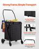 Shopping Cart, Folding Grocery Utility Cart with Dual Baskets, Waterproof Liner & Wheels, 45 KG Large Load Capacity, Heavy Duty Laundry Basket for