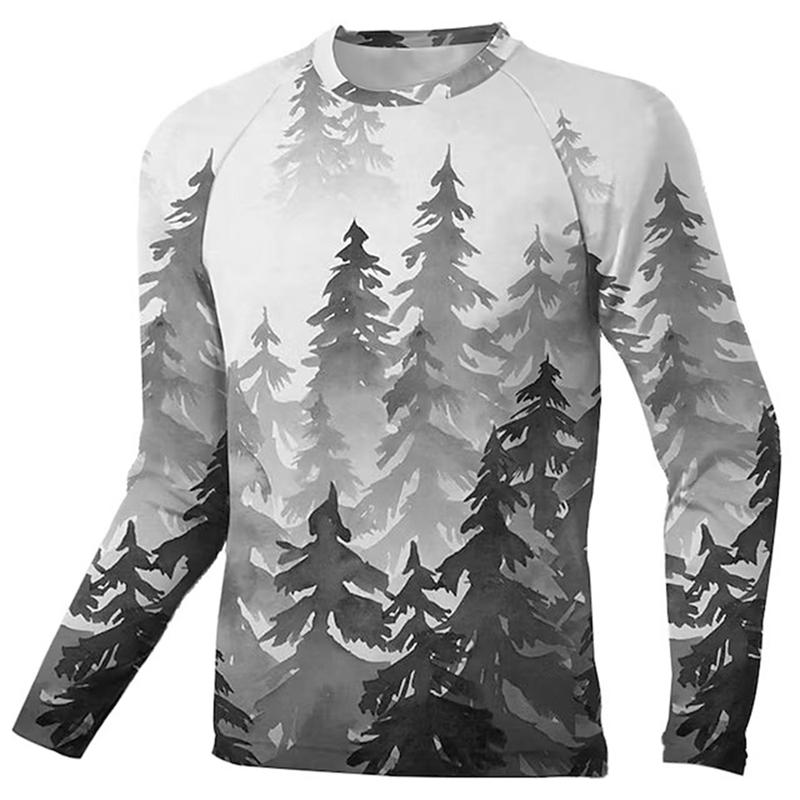 Men's Daily Sports T-shirts Outdoor Running Fitness Breathable Long Sleeve T Shirts 3D Print Simple Tees Top Autumn Clothing