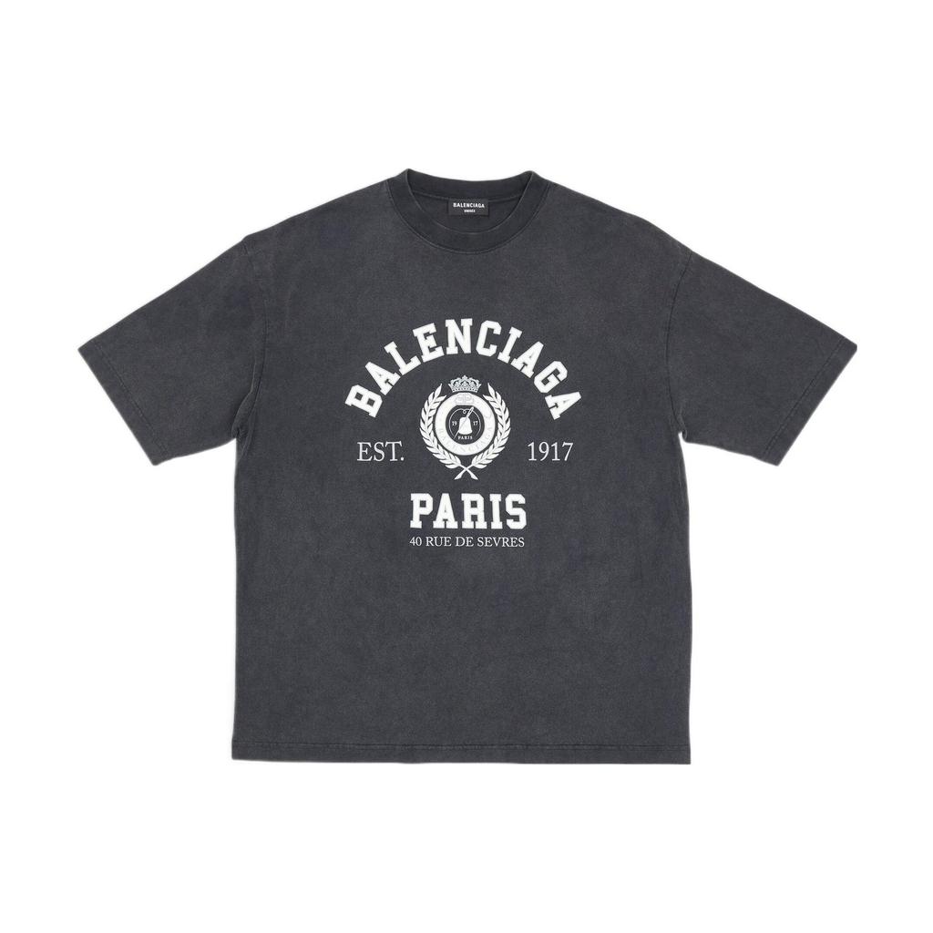 Balenciaga T Shirts Unisex Gray Crew Neck Moderate 612966TMV981000