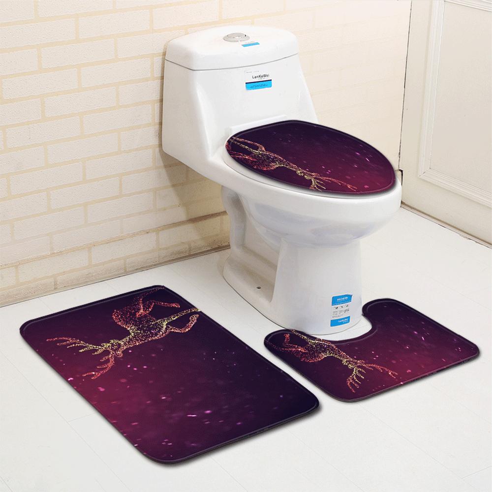 Weihnachts-Badezimmer-Bodenmatte Toilette Dreiteiliges Set