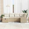 Garden Sofa Set with Cushions and Storage 6 Pcs Beige Poly Rattan