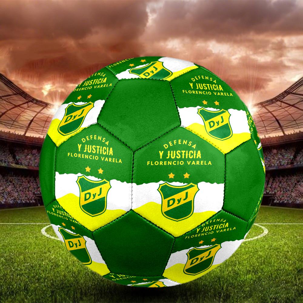 Defensa y Justicia Indoor Soccer Ball Colorful All Ages Size 5 Machine Stitched PVC Competition Ready Durable High-Bounce