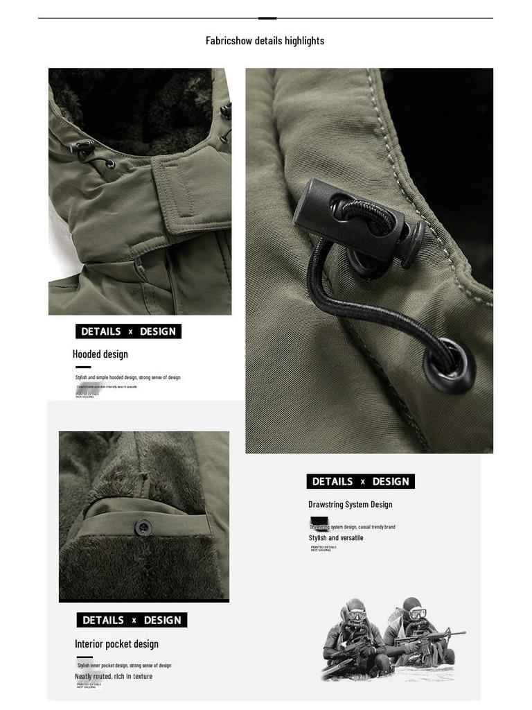 Men's Fleece-Lined Cotton Jacket: Winter Casual, Multi-Pocket, Cold-Resistant, Mid-Length Coat for Middle-Aged and Elderly