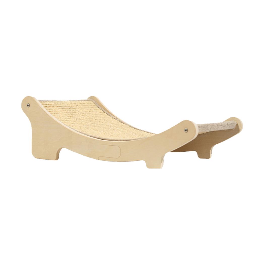 Wooden Elevated Cat Hammock Bed Scratch Proof Secure Resting Stable Structure Cat Scratcher Bed for