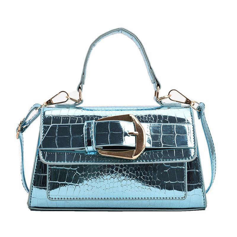Patent Leather Handheld Small Square Bag 2024 New Texture Stone Pattern Single Shoulder Fashionable Crossbody Bag for Women