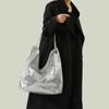 New Solid Color Simple Popular Art Shoulder Bag with Glitter, Soft and Large Capacity, Stylish and Versatile Tote Bag