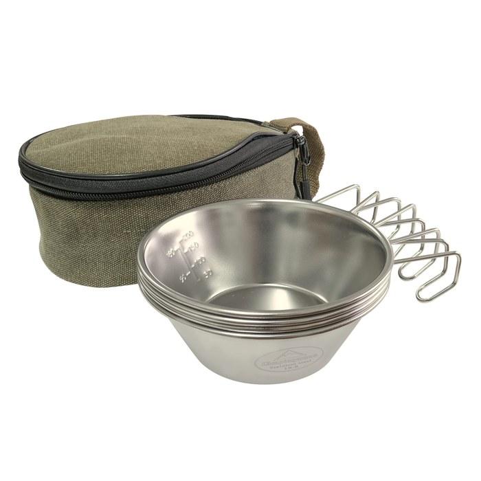 CAMPING MOON Shera Cup 310ml 4-Piece Set with Case S220-4P+B Silver