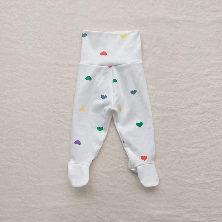 2025 Spring Newborn Colorful Heart Footed Romper Snap-Front Bodysuit