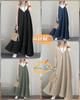 BIIYUHN Cami Adjustable Shoulder Solid Overall Loose XL Women's Dress, Straps, A-Line, Color, Skirt, Fit, Slimming, Flattering, Spring, Summer,