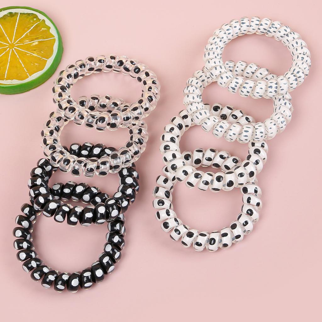 4/8pcs Black White Telephone Line Elasticity Rubber Band Elastic Dot Hair Rope For Kid Scrunchies Headbands Hair Accessories